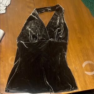 Express Velvet Halter Top in dark brown